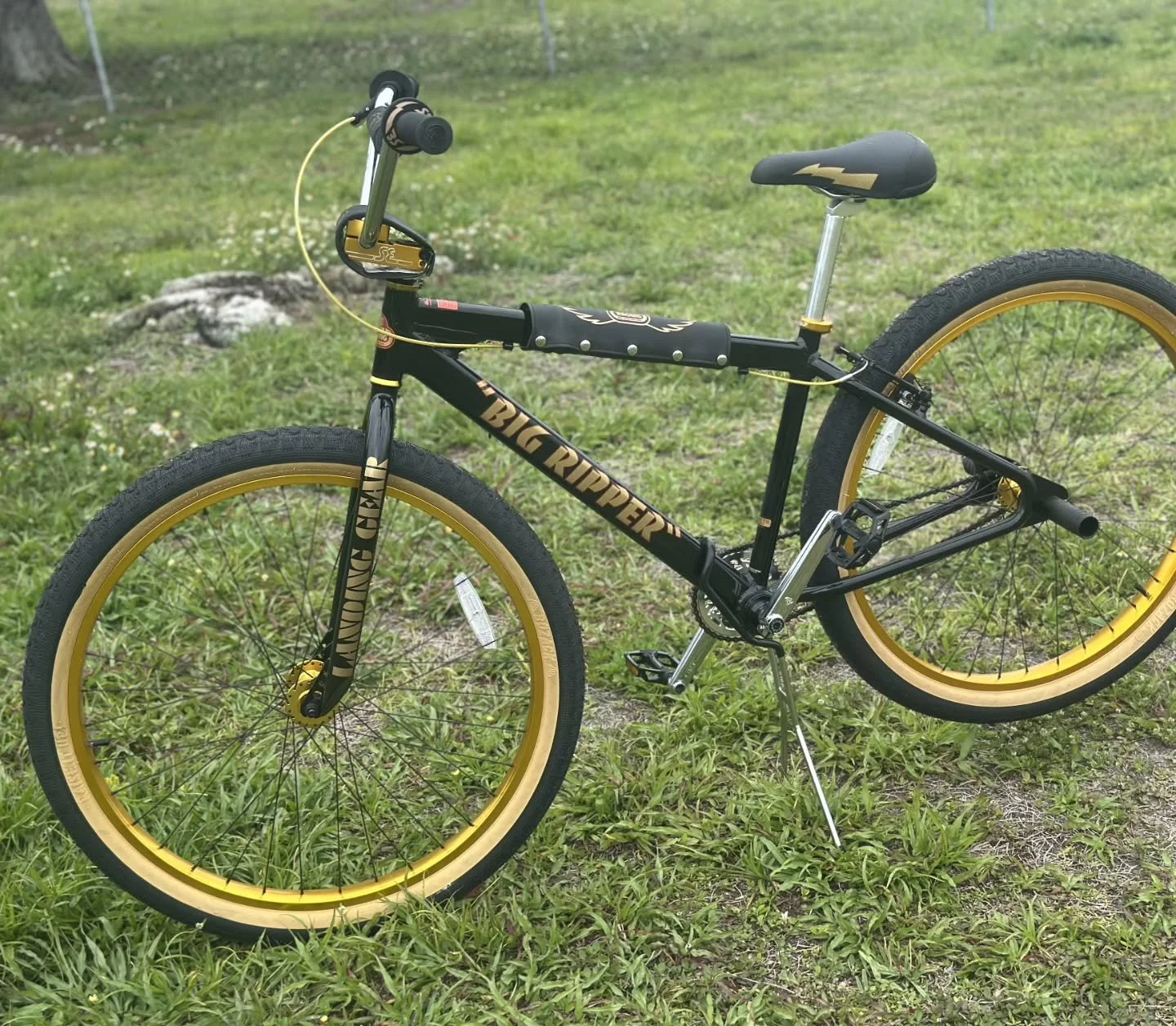 We took in a brand new, never ridden, black and gold big ripper. This one has been in a box since it's release in 2021, now it's sitting in our shop, ready to hit the streets. $800 and it's yours.
