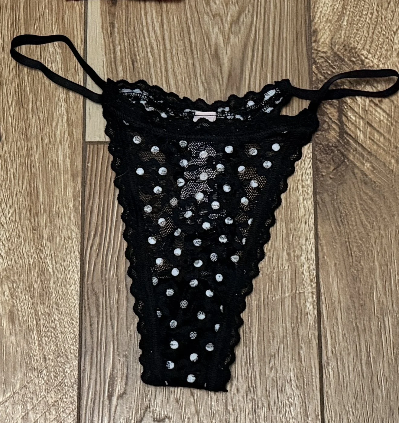 Victoria's Secret Black Polka Dot Thong