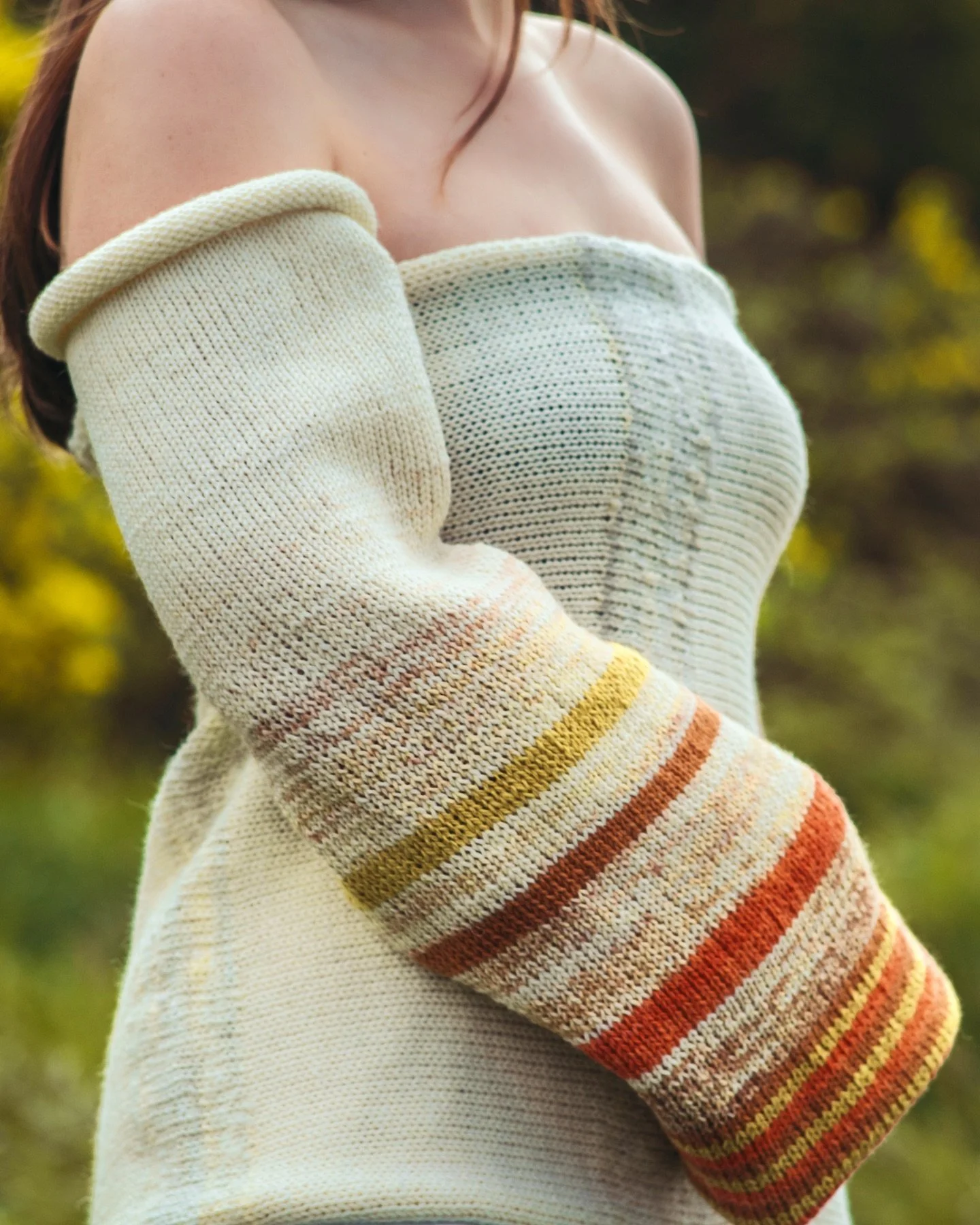 Vibrant strips of colours seen against the natural cream colours found within un-dyed British, traceable wool from the Texel Sheep, Scottish Blackface and the Shetland Sheep.