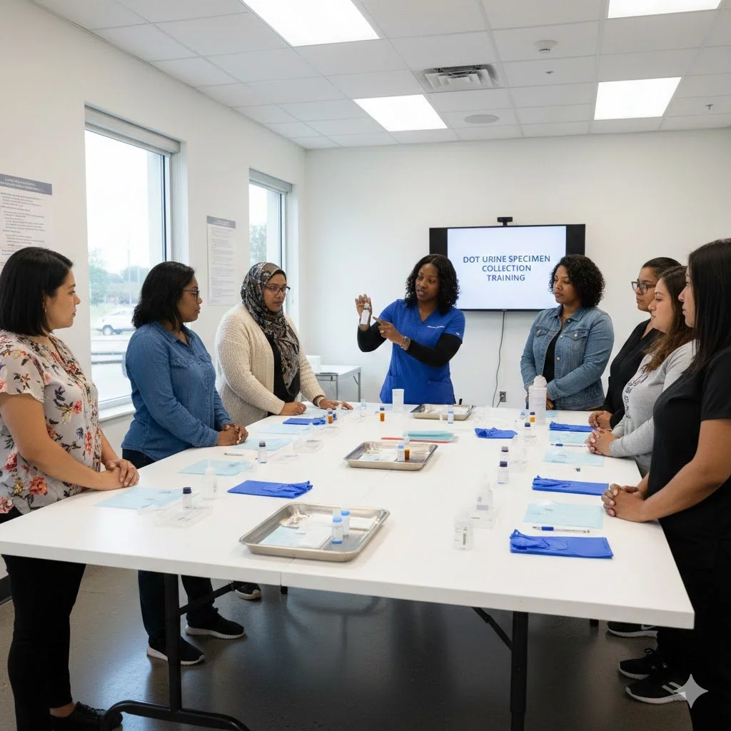 A woman in a blue medical gown is donating blood, sitting with her arm extended while a healthcare worker in scrubs and gloves assists her in a clinical setting.
