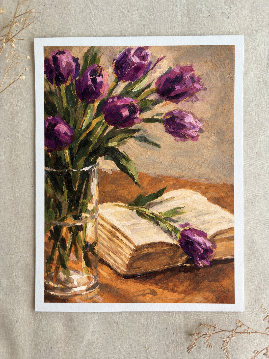 Purple Tulips and Open Book Print.png