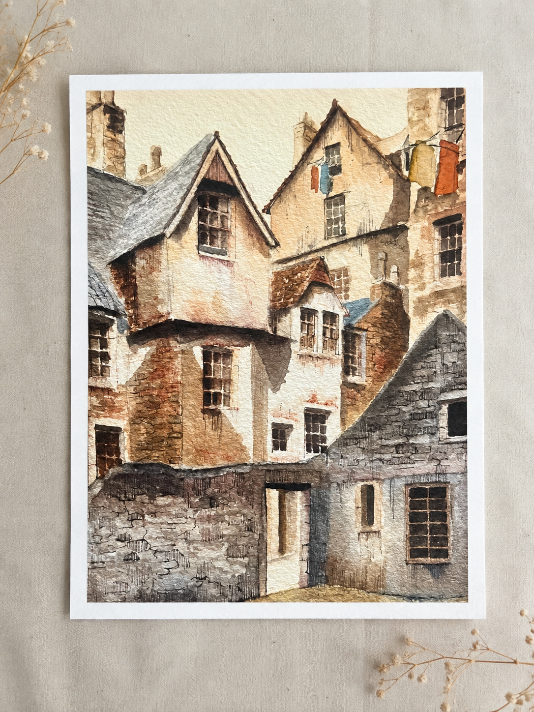 Watercolour Old Town Courtyard Print.png