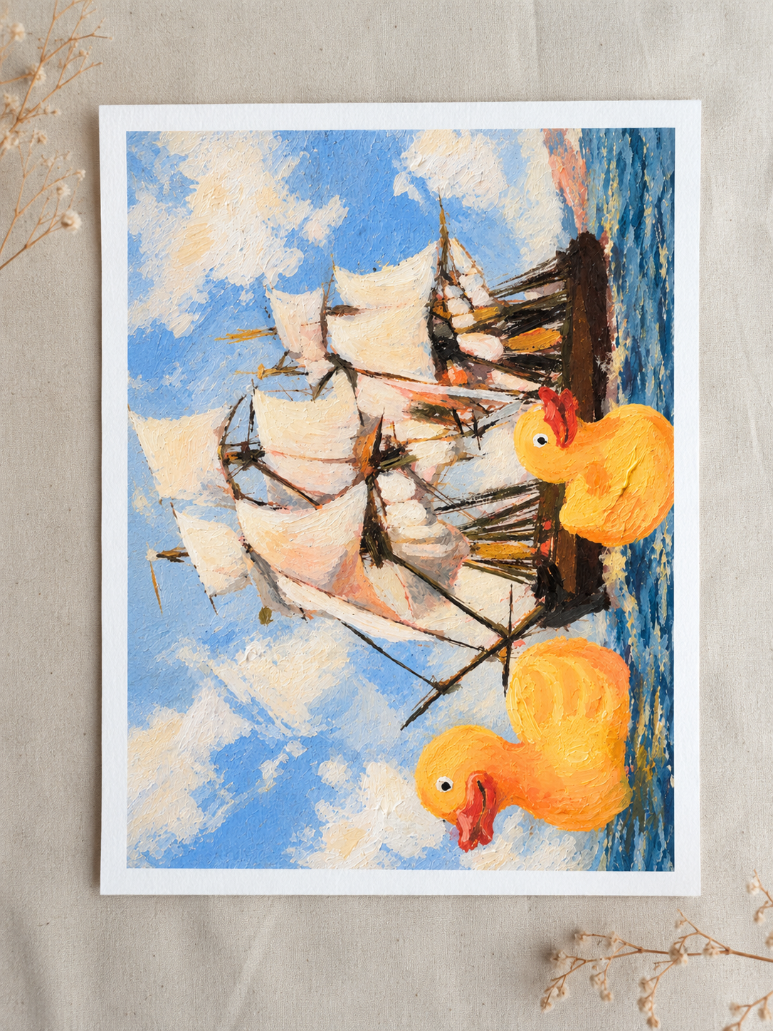 Whimsical Tall Ship and Duck Painting.png