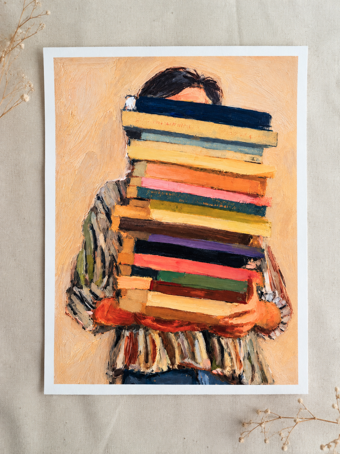 Impasto Portrait with Stacked Books.png