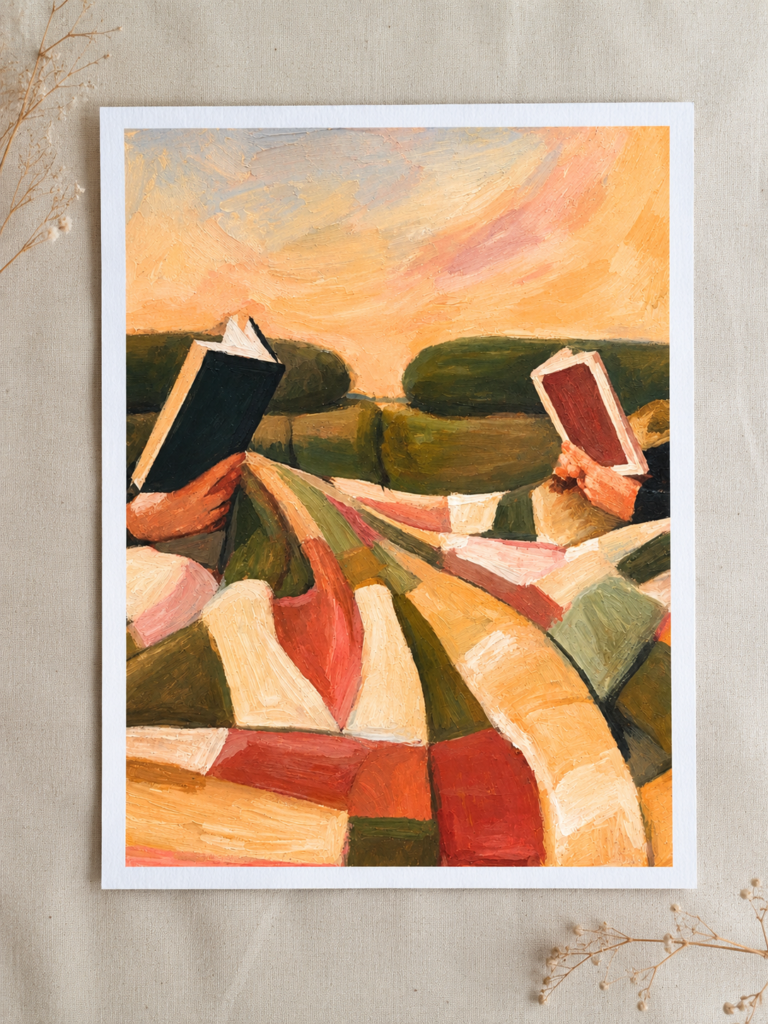 Golden Hour Reading on a Patchwork Quilt.png