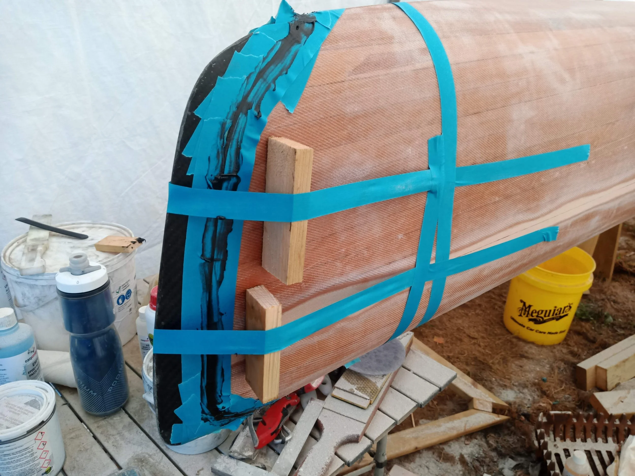 Before being attached to the hull.