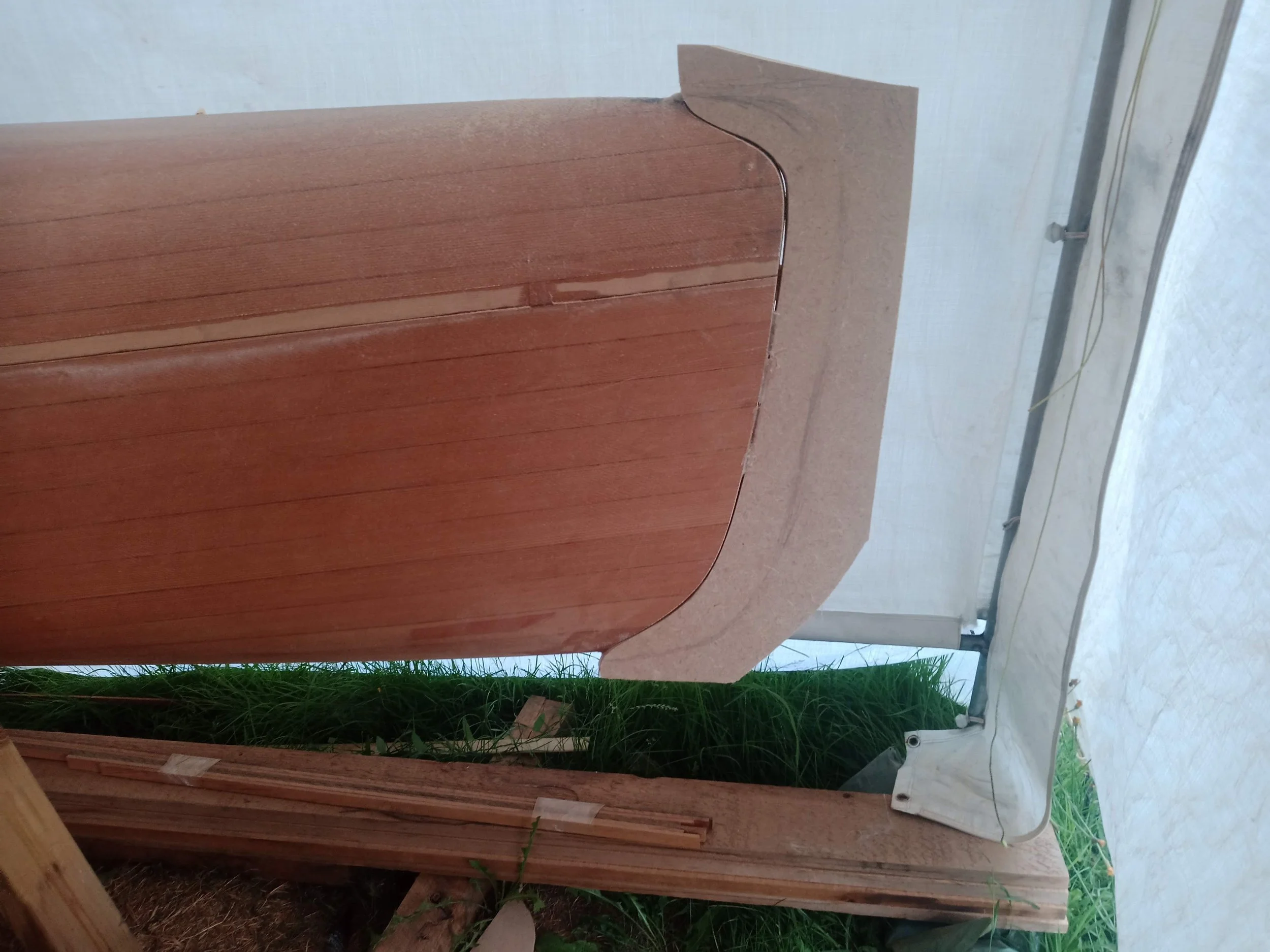 Templating the outer stem and stern pieces.