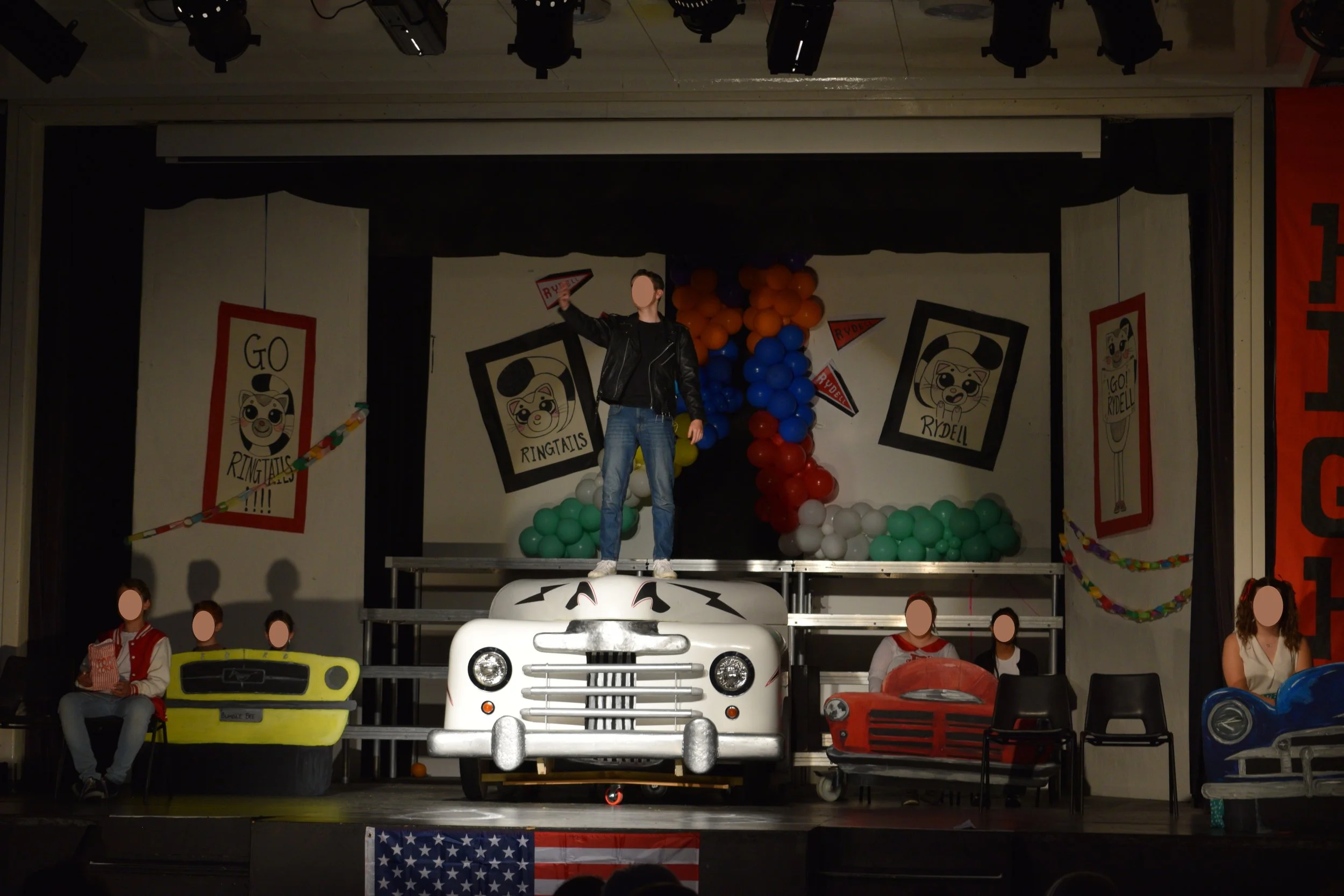 On stage during the first performance.