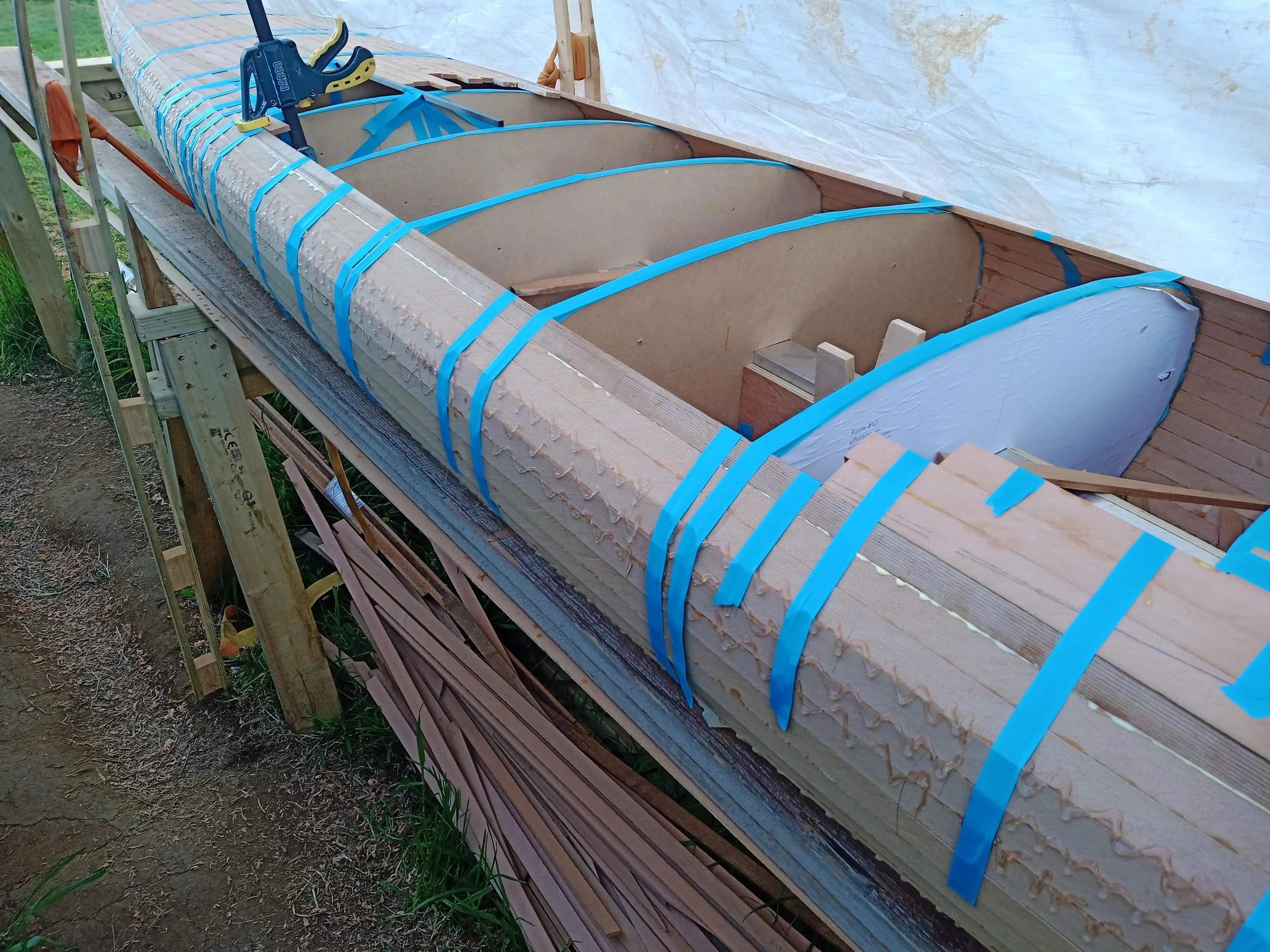 Gluing in the last strips.