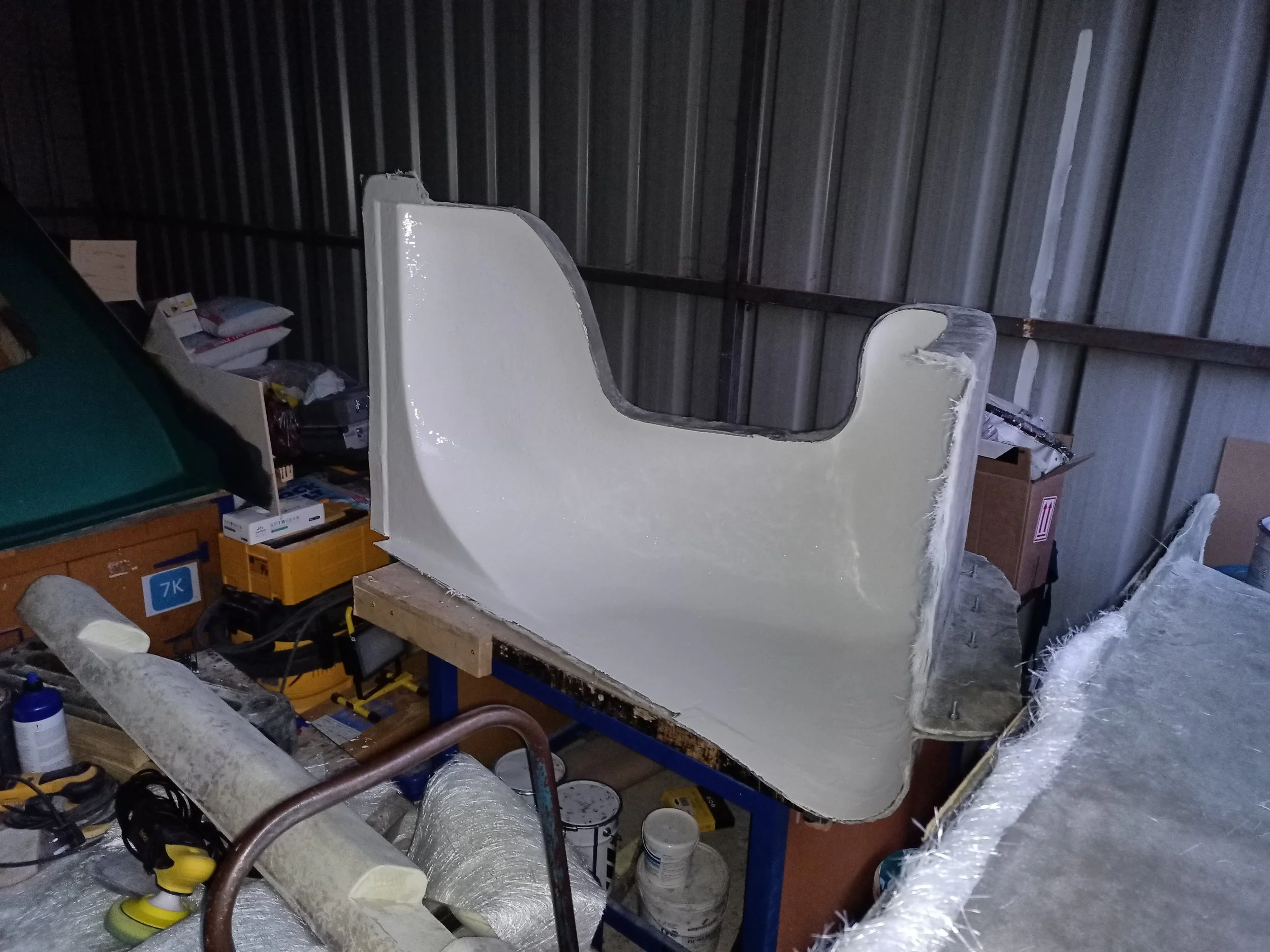 The first actual panel, now in gelcoat.