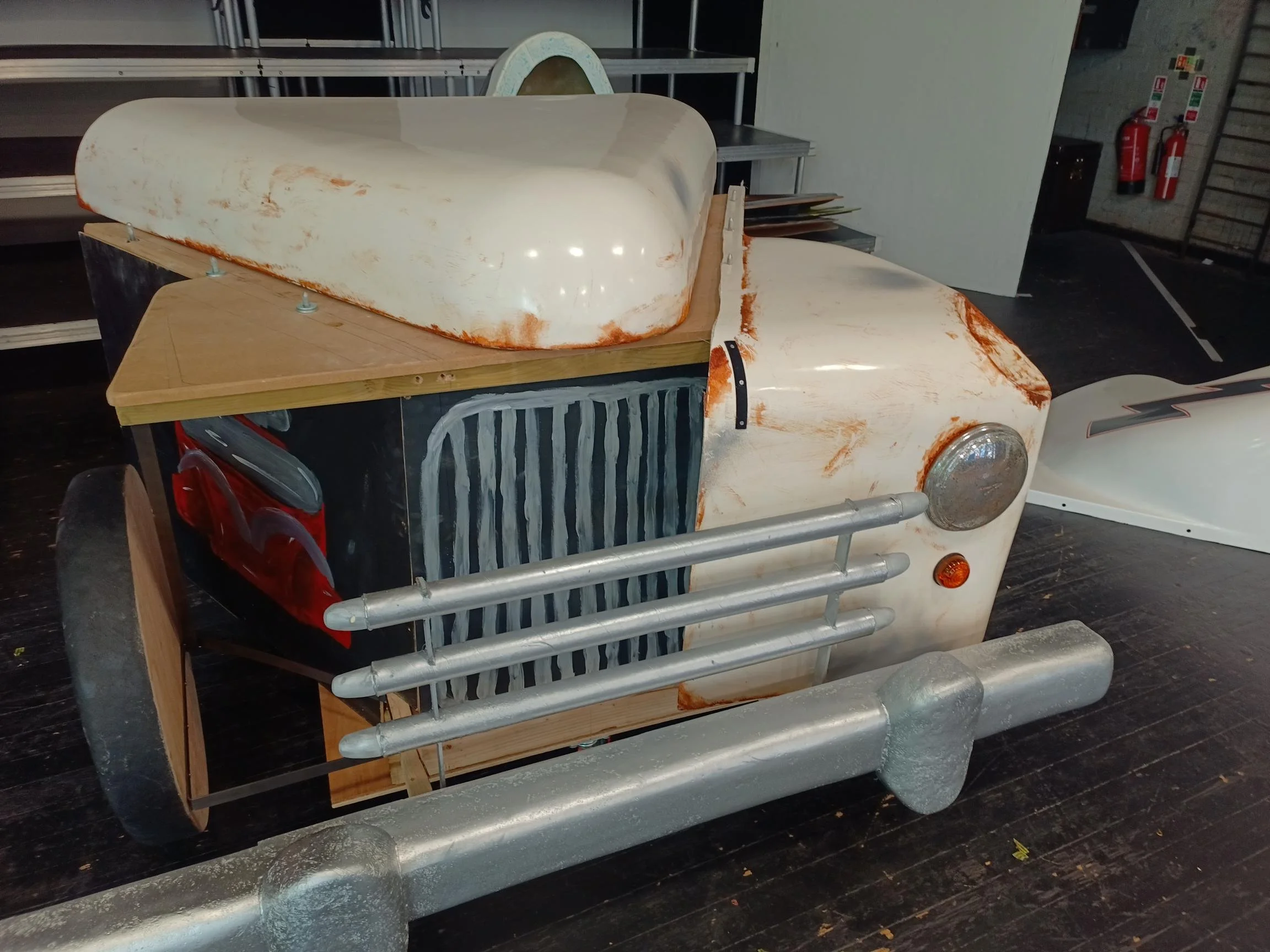 The bumper was also formed from a foam covered MDF structure. This was then faired with body filler before painting with a 'chrome' paint.