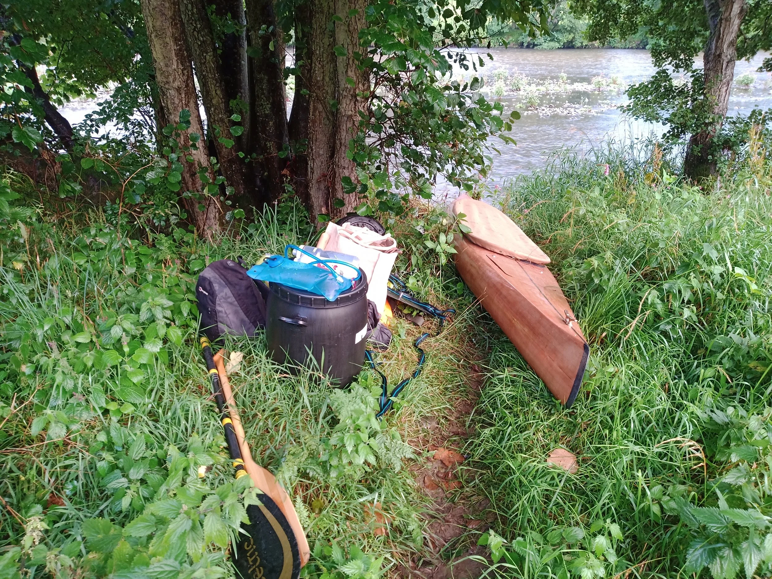First proper trip out, about to set out on the River Tweed. Note the canvas cockpit cover that I sewed.