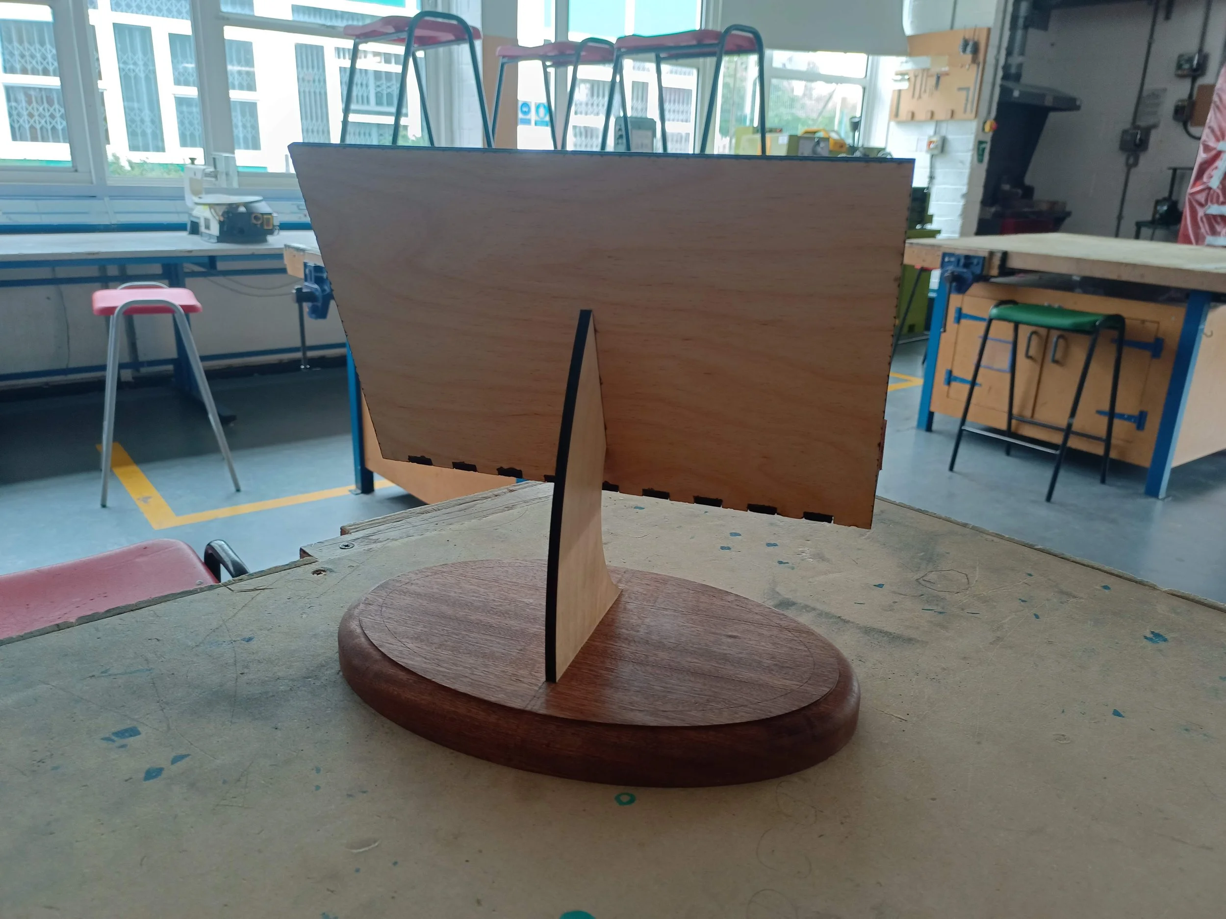 The reverse side. Each birch ply piece was laser cut, using box joints to connect them.