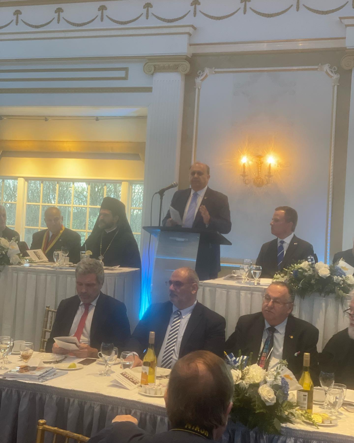  AHI President Larigakis providing greetings at the Eleftheria Grand Banquet.  