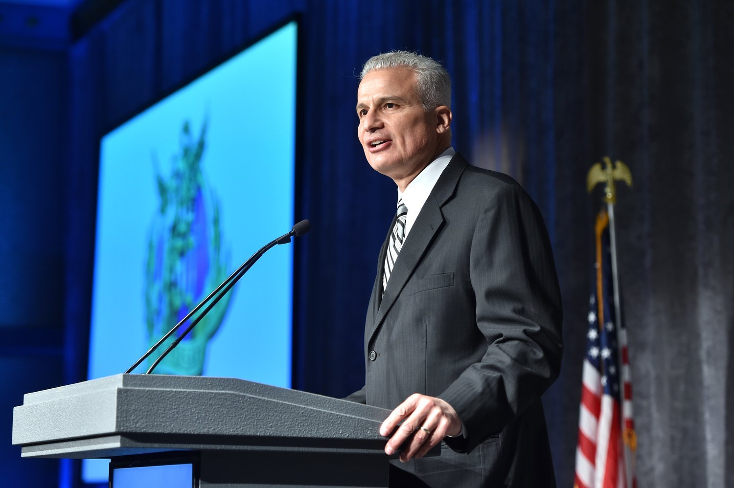  John Sitilides delivers his remarks on behalf of Angelo Tsakopoulos during the 50th Anniversary Hellenic Heritage and National Public Service Awards. 