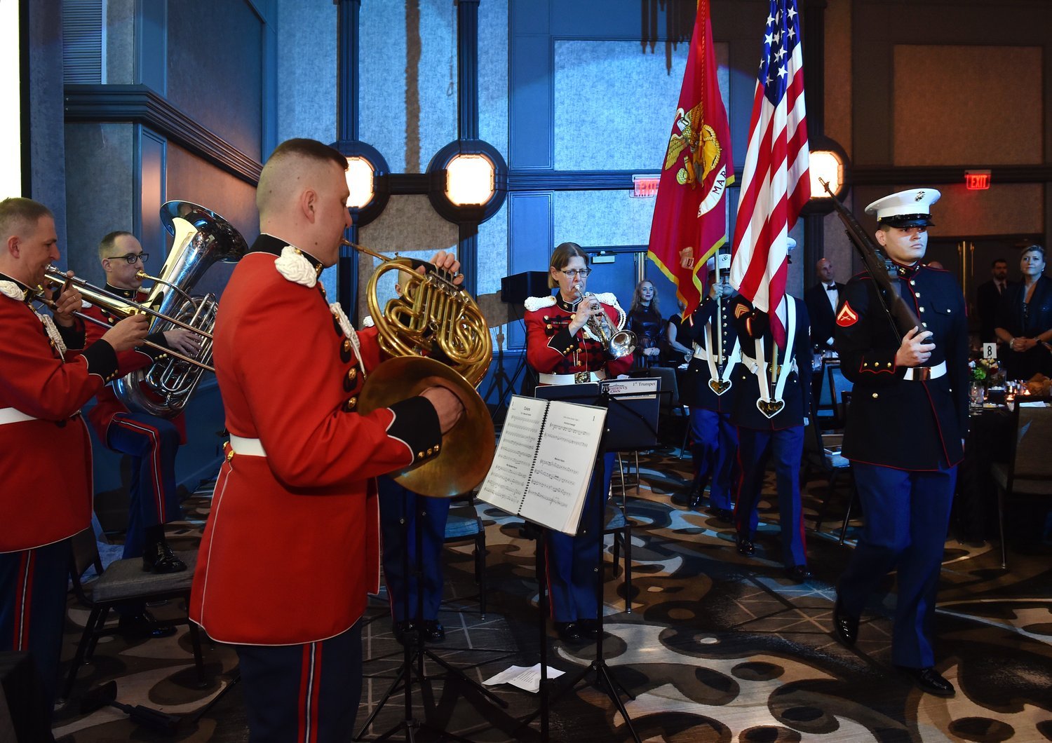  The U.S. Marine Band and Color Guard during the 50th Anniversary Hellenic Heritage and National Public Service Awards. 