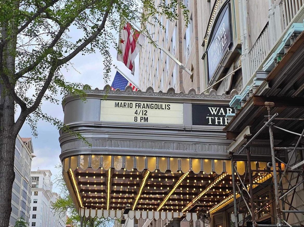  The main signage outside the Warner Theater on April 12, 2024. 