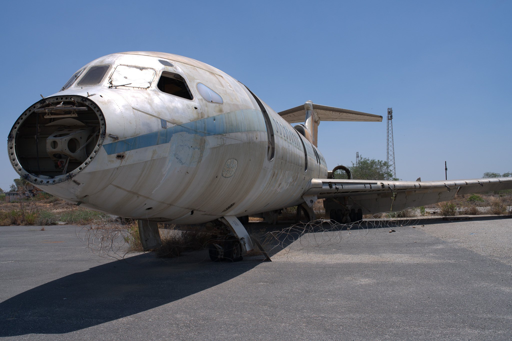  Plane at the abandoned Nicosia Airport, damaged during the 1974 invasion of the Republic of Cyprus. 