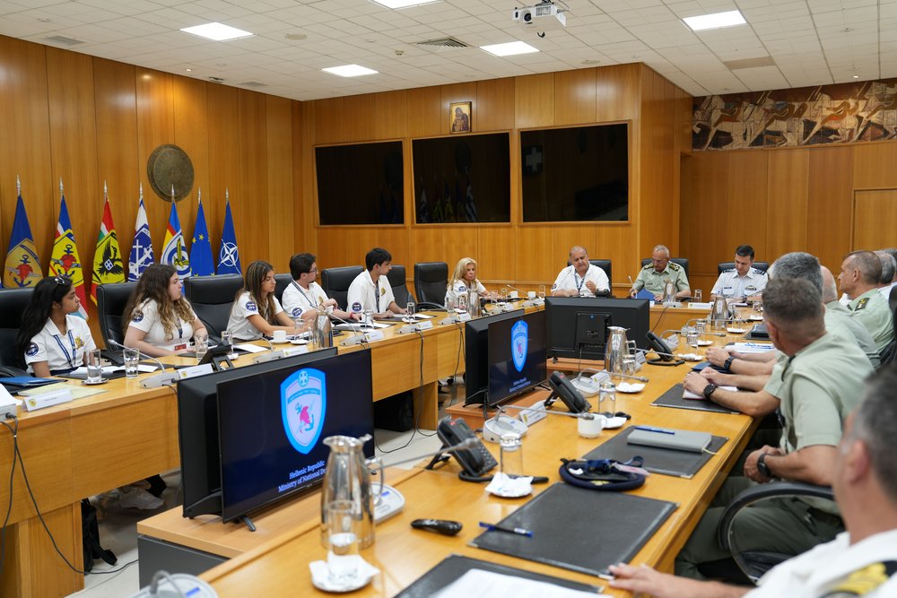  Participants receiving briefing at the Hellenic Ministry of Defense from Chief of the Hellenic National Defense General Staff General Dimitrios Choupis. 