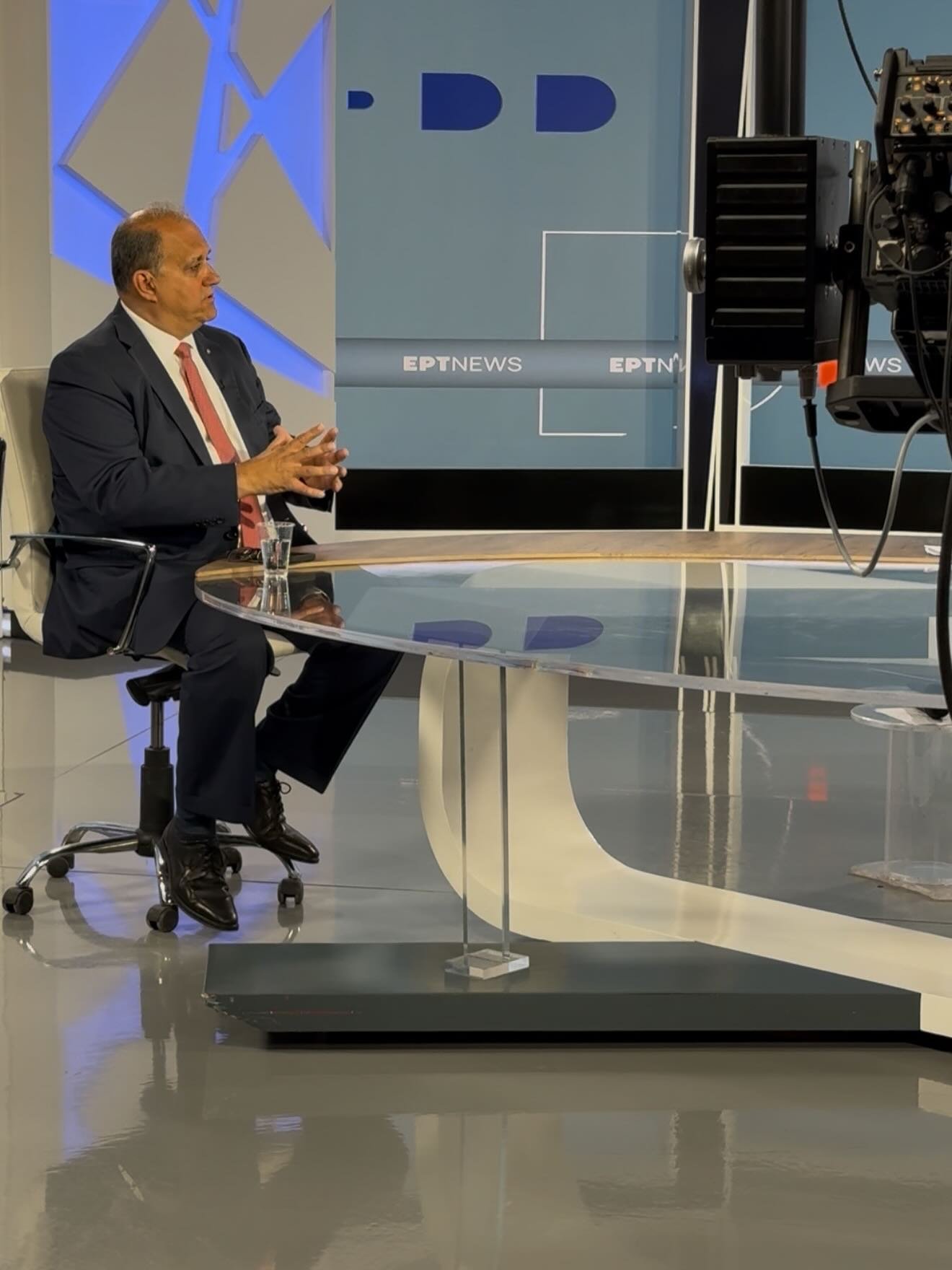 AHI President Nick Larigakis being interviewed on ERT News.
