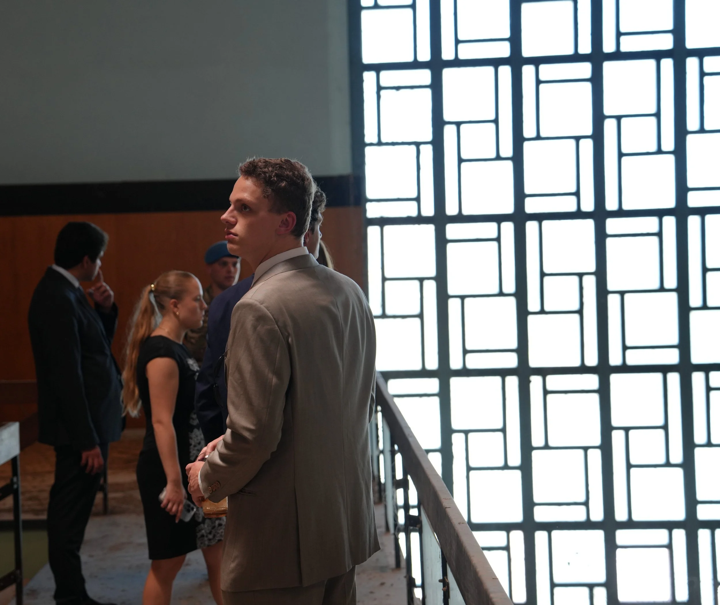  Students observing the abandoned hall of the Nicosia International Airport. 
