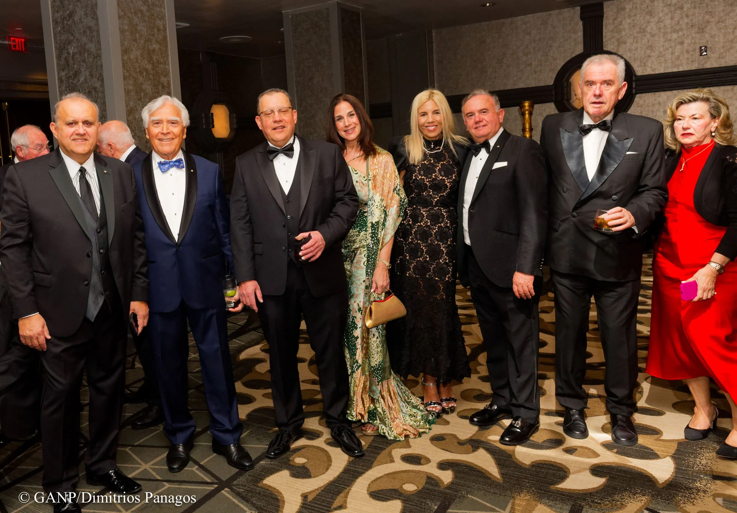 Nick Larigakis, George E. Danis, Larigakis, Evangeline Emanuel, Georgia Halakos, Demitrios Halakos, Vice Admiral and Mrs Vasileios Kyriazis