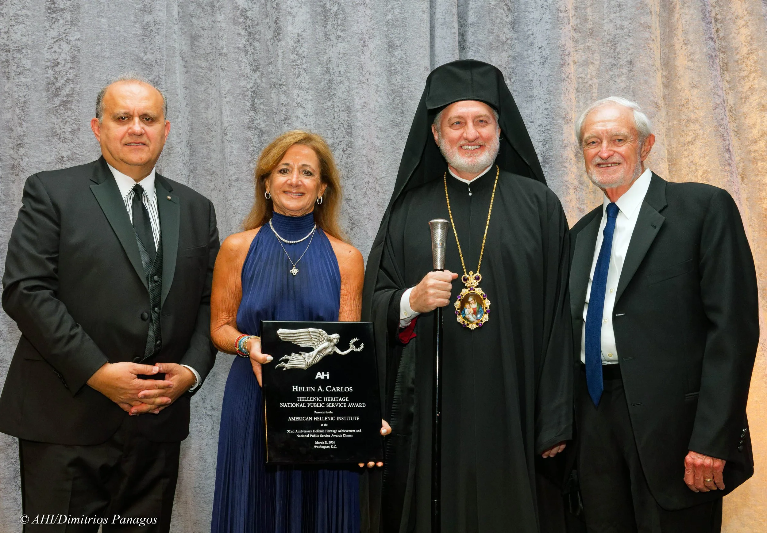 Nick Larigakis, Helen A. Carlos, Eminence Archbishop Elpidophoros and Ron Hilliard