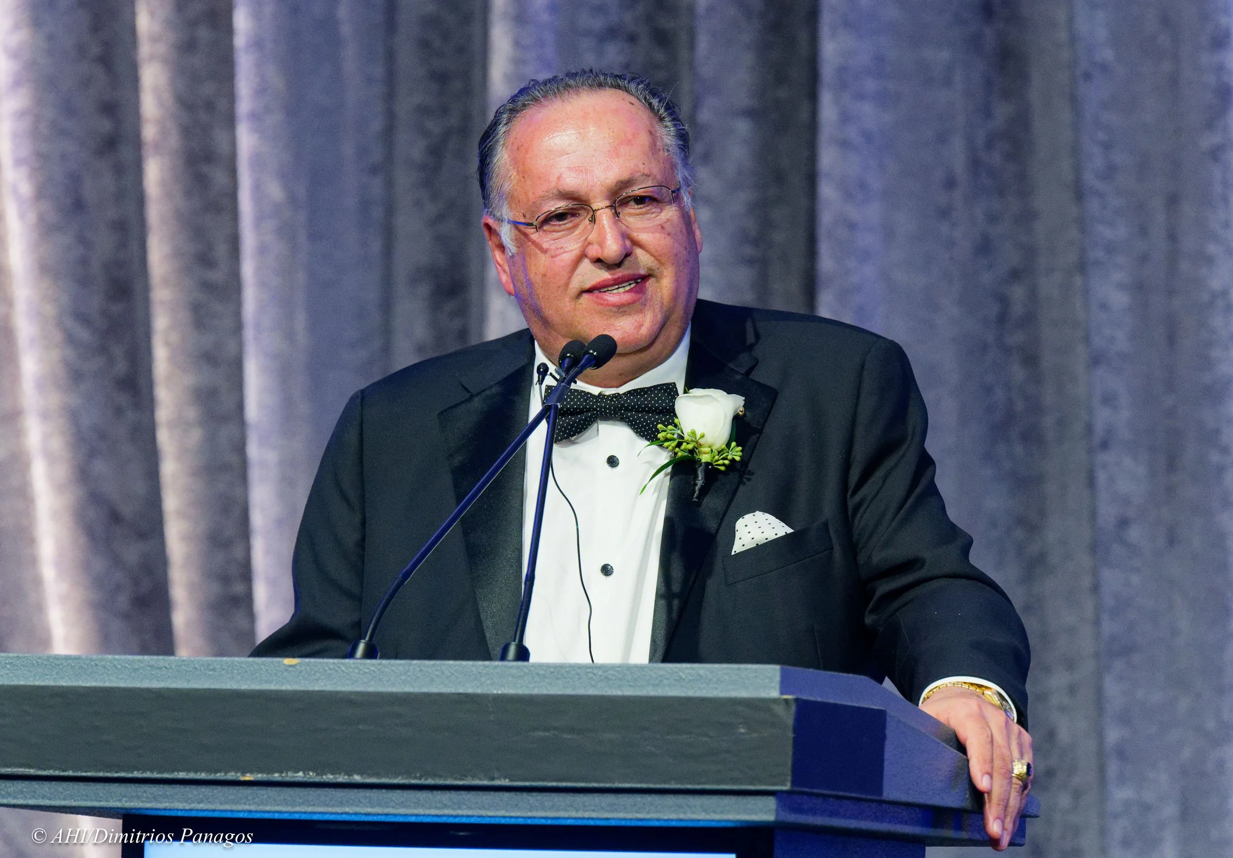 Savas Tsivicos delivers heartfelt remarks after receiving his award