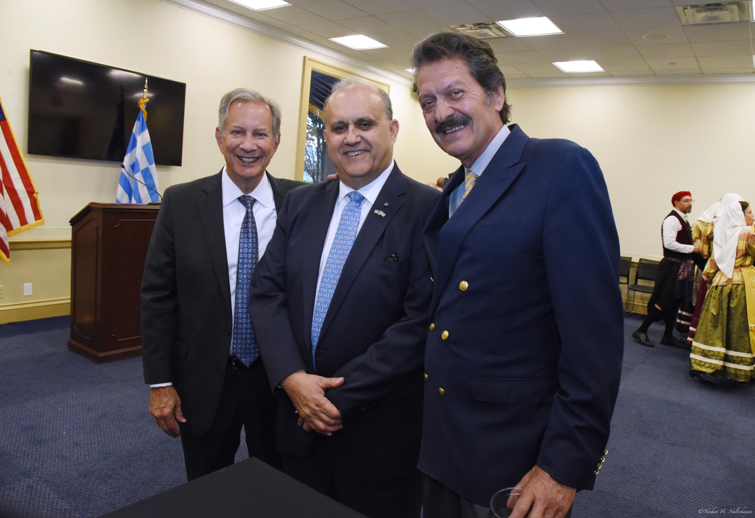 From left to right: AHIF Chairman Leon Andris, AHI President Larigakis, and AHI Board Secretary Kostas Alexakis 
