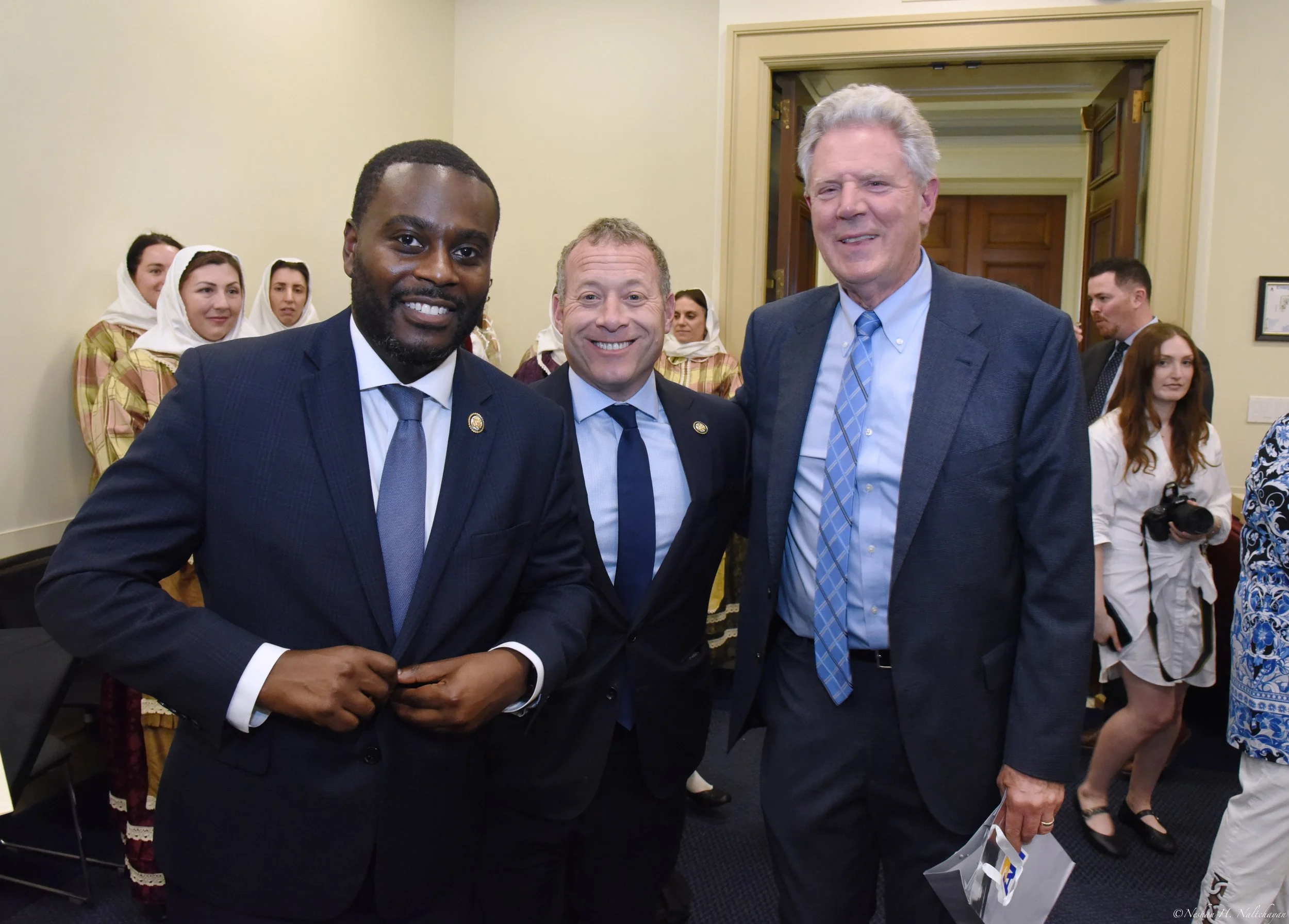 From left to right: Representative Gabe Amo (D-RI), Representative Josh Gottheimer (D-NJ), and Representative Frank Pallone (D-NJ)