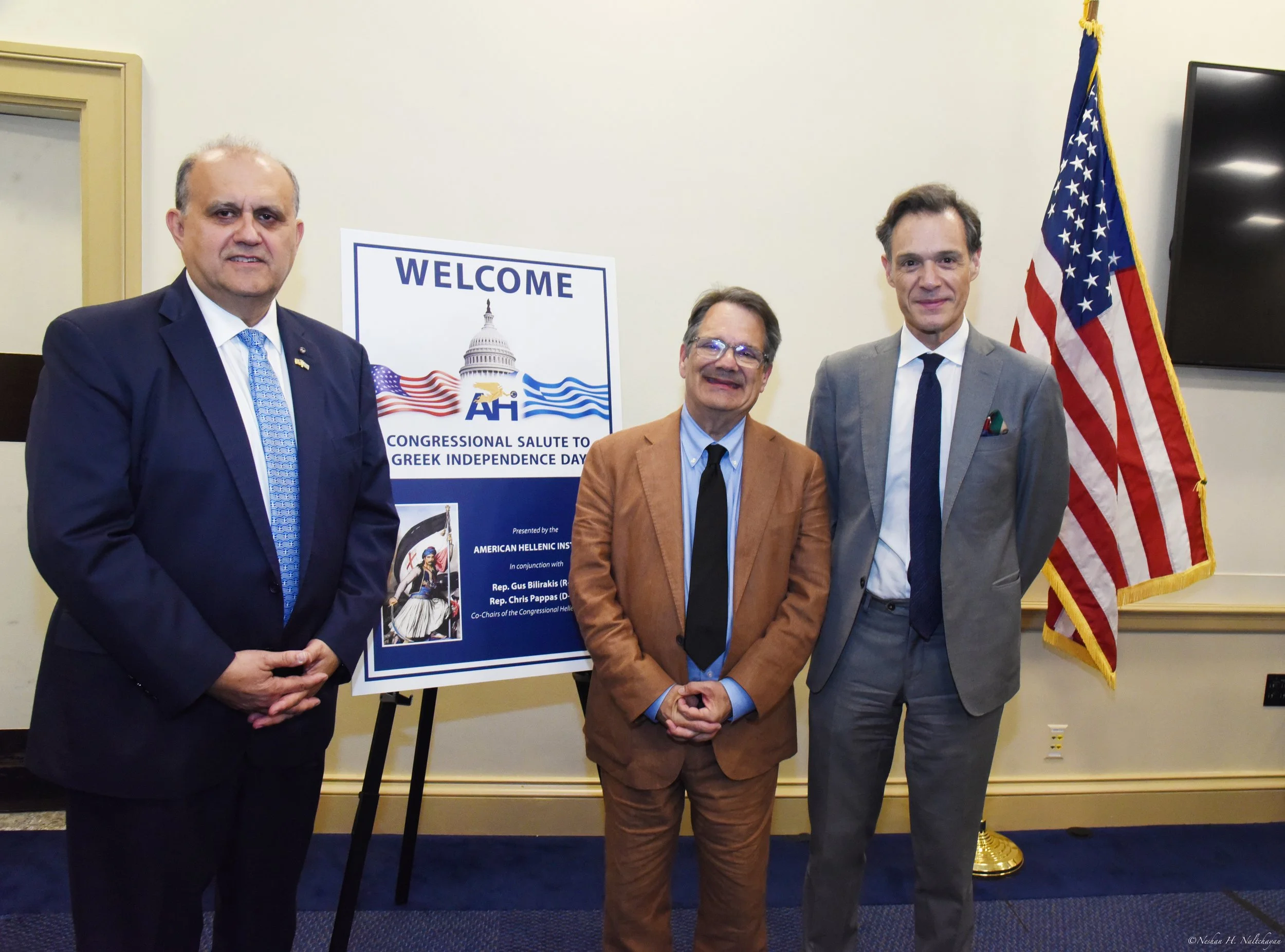From left to right: AHI President Larigakis, Representative Bilirakis (R-FL), and Ambassador of Greece to the United States Alexandridis