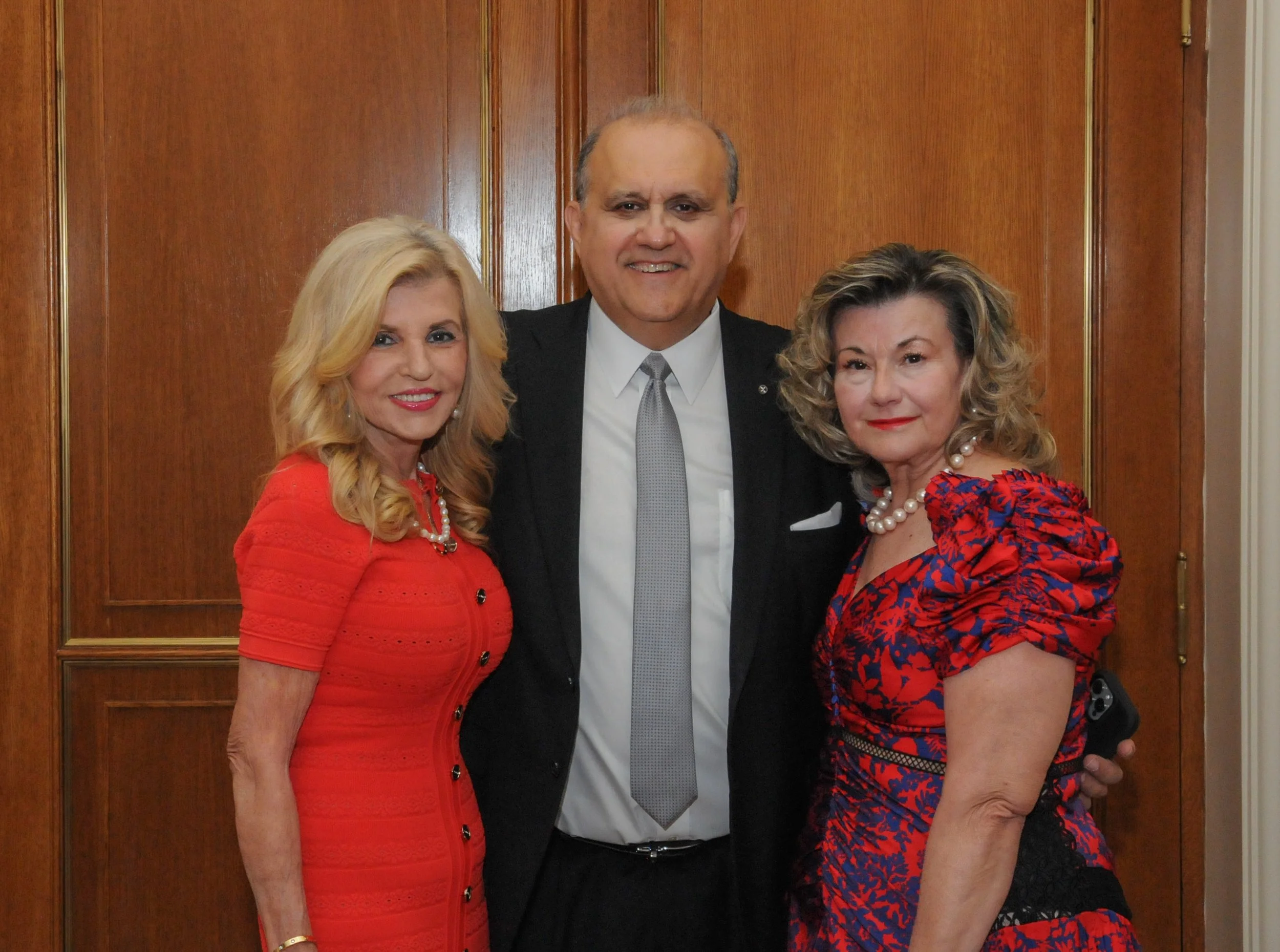 From left to right: AHIF Board Secretary Mrs. Wills; AHI President Mr. Larigakis; and Mrs. Kyriazi 