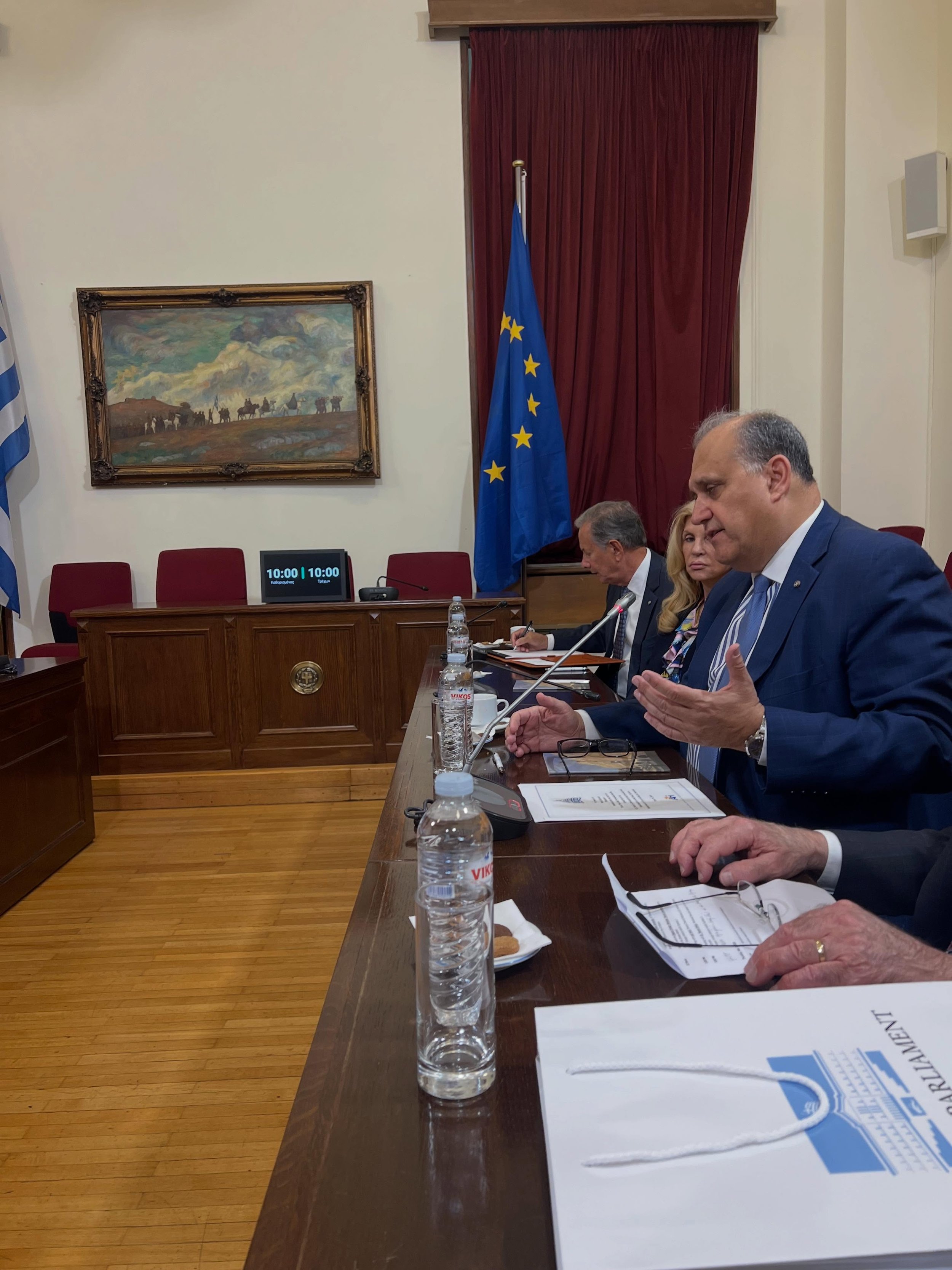 At the meeting in the Greek Parliament