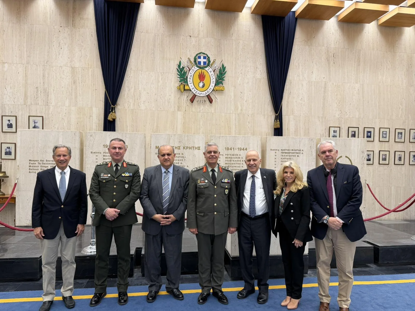 Major General Vasileios Lampropoulos (center), Superintendent of the Hellenic Army Academy, with the delegation at the “Greek West Point"
