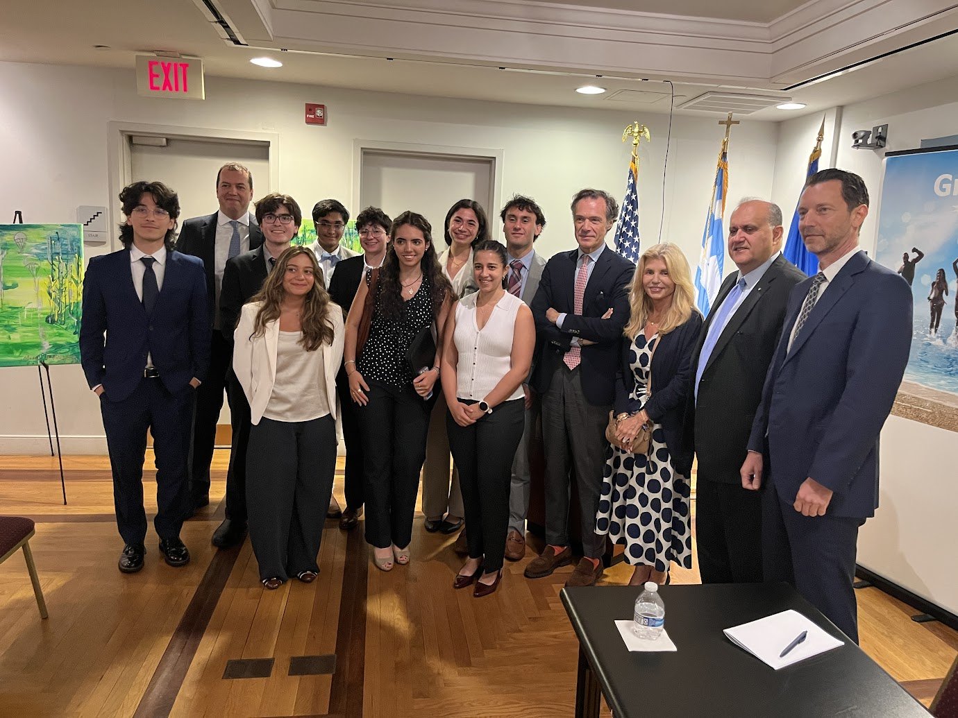 Ambassador of Greece to the United States, Antonis Alexandridis (fourth from right), met with the AHIF College Student Foreign Policy Study Trip delegation at the Embassy of Greece