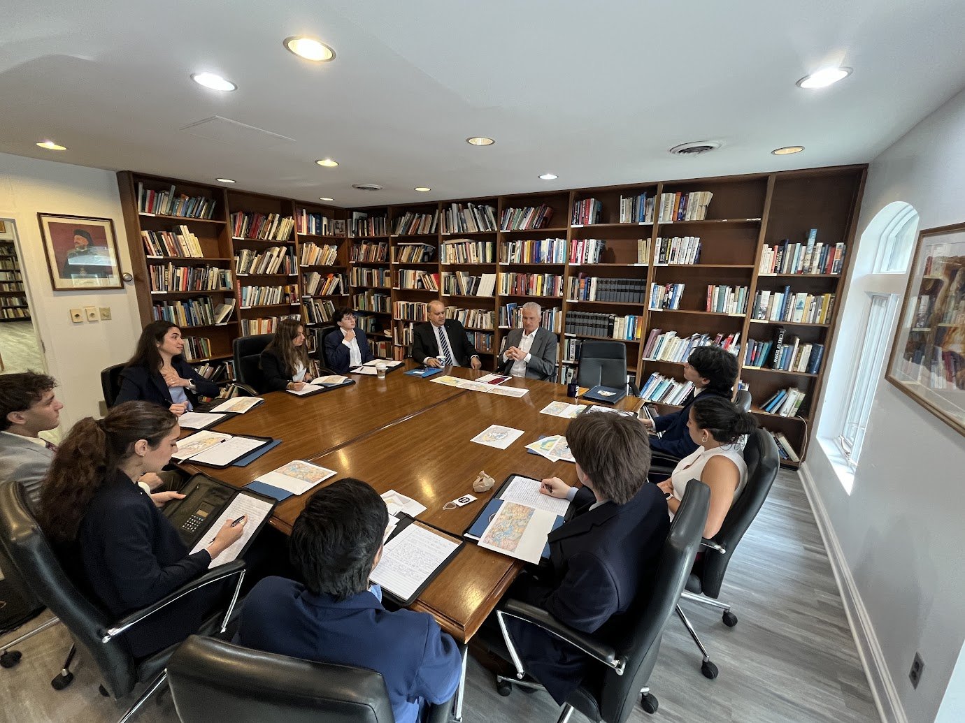 John Sitilides, Senior Fellow for Global Risks at the Center for the National Interest, briefs the delegation at Hellenic House