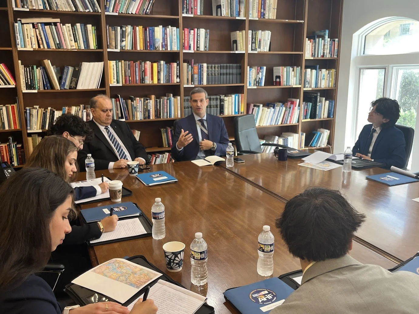 Dr. Andrew Novo, Professor of Strategic Studies at the National Defense University, briefs the students