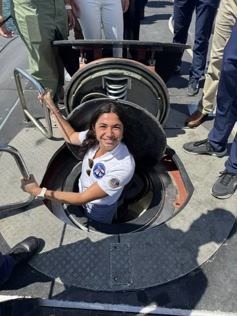  AHIF participant Anna Papakirk boarding the submarine HS Pipinos. 