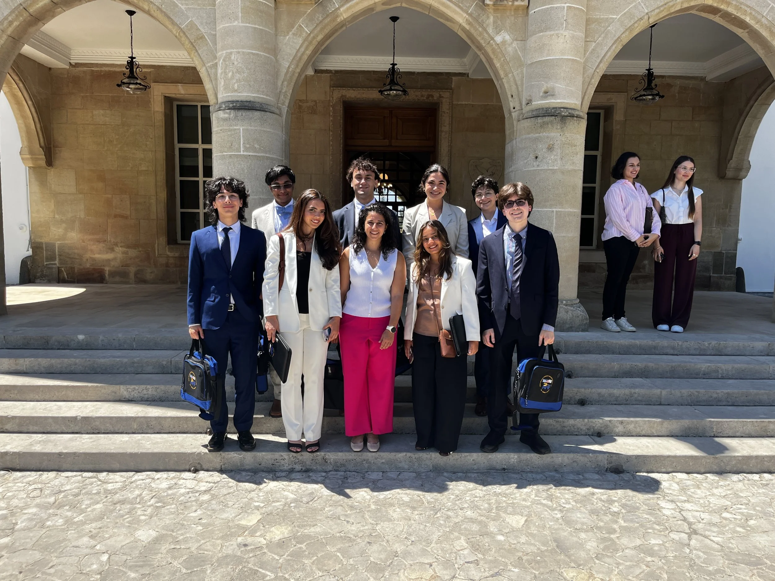  The students outside the Presidential Palace in Nicosia. 