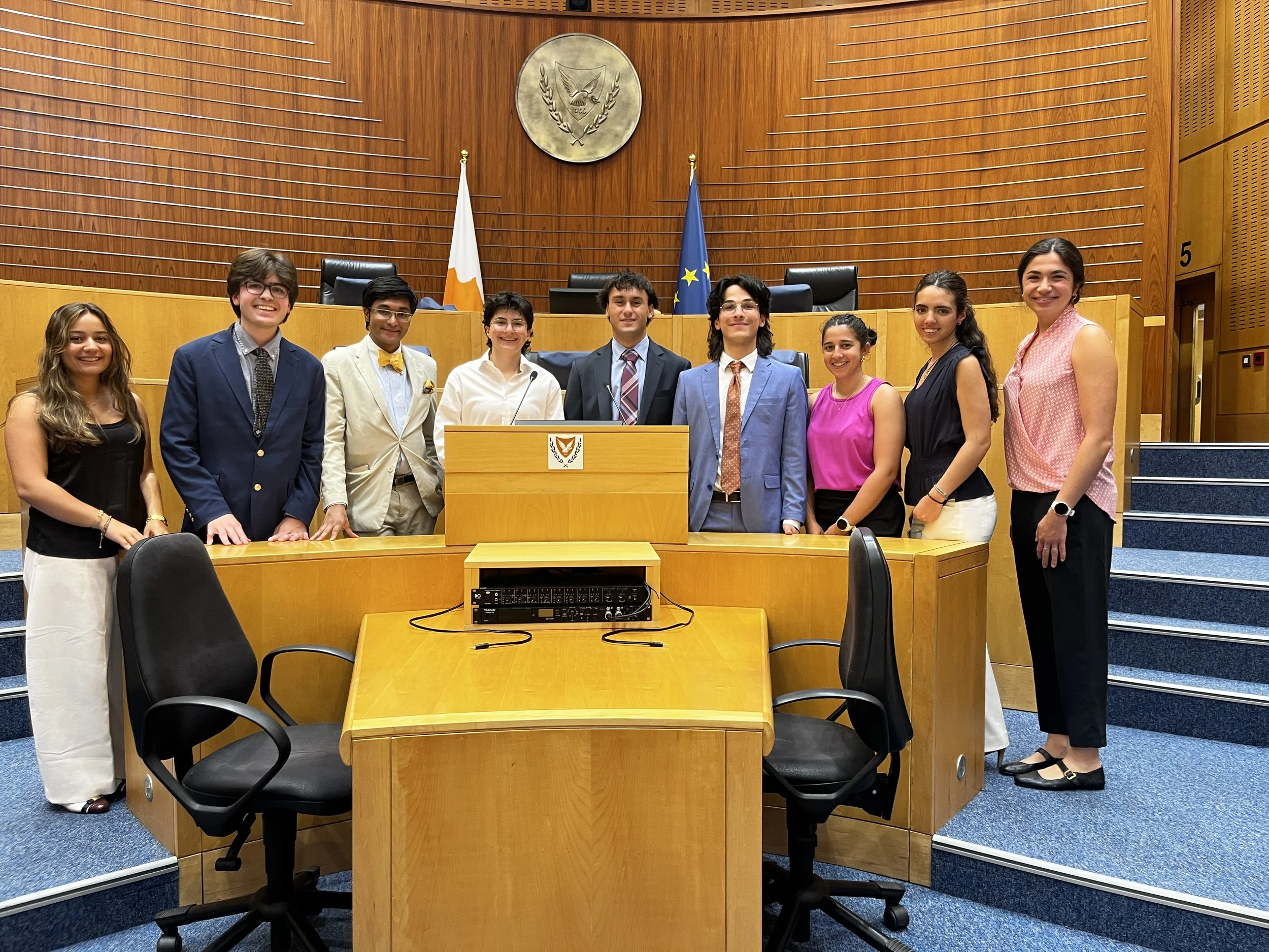  The students on the floor of the Cyprus House of Representatives. 