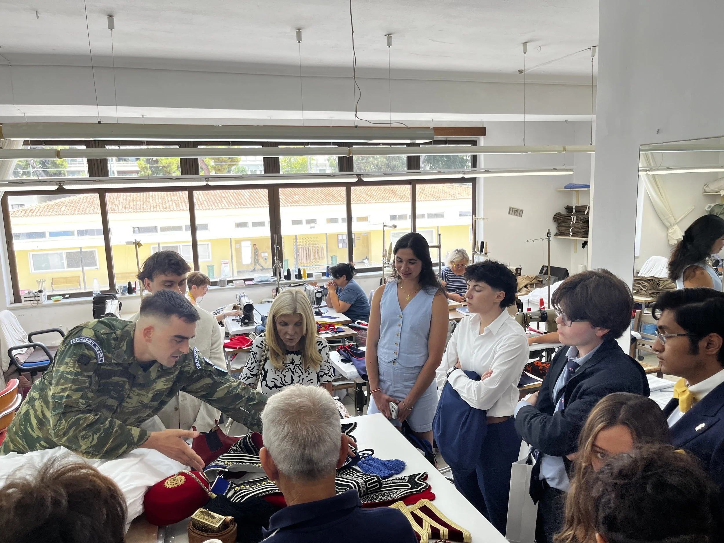  Students tour the Presidential Guard “Evzones” barracks and see how the Guard’s iconic uniforms are made. 
