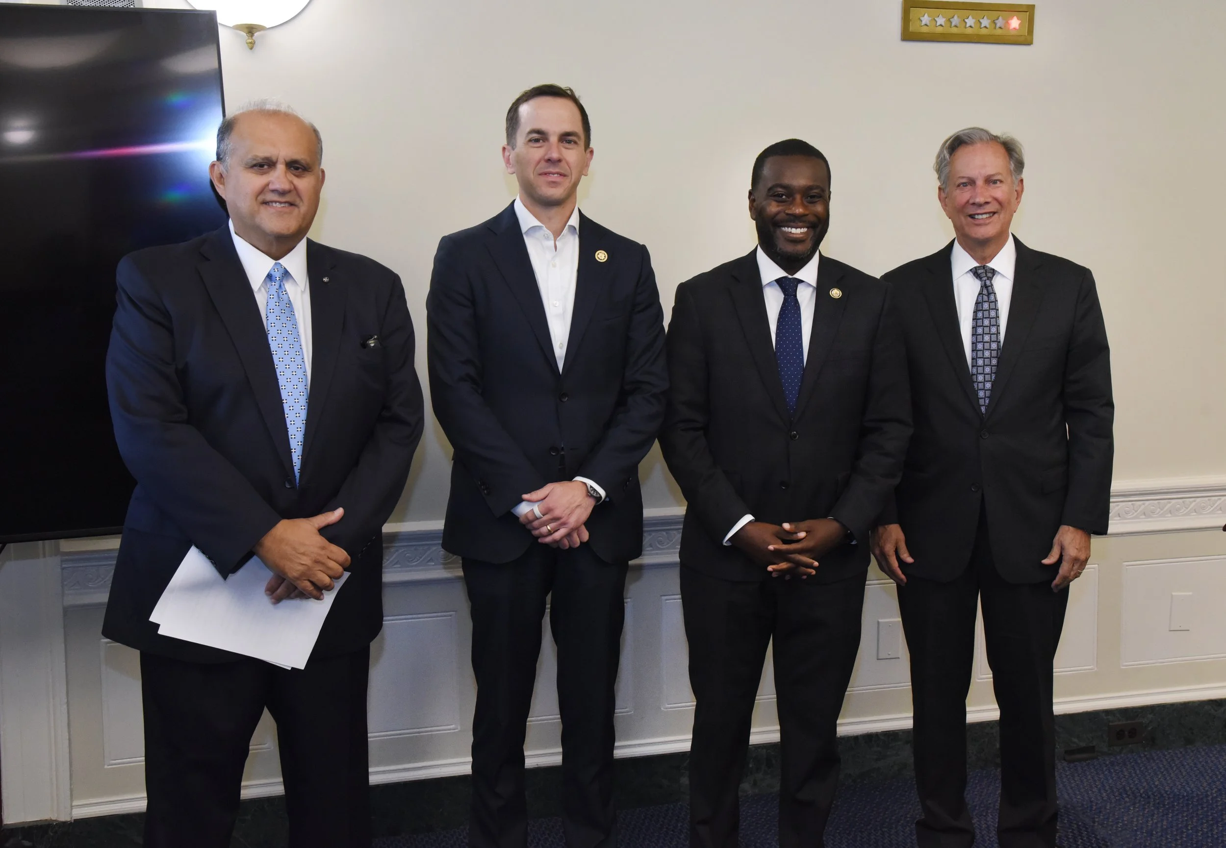  (L-R) AHI President Nick Larigakis, Rep. Rob Menendez, Rep. Gabe Amo, AHIF Chairman Leon Andris. 