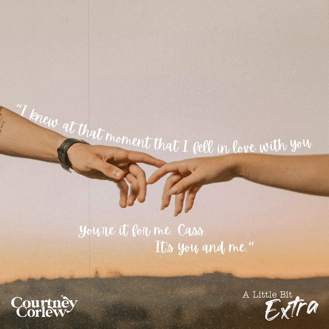 A few of my favorite quotes 💗🫶

📚: A Little Bit Extra by Courtney Corlew is available on Kindle Unlimited and paperback. The first novel in January Studios, a celebrity romance series of interconnected standalones.

Tropes:
🎬 Fake acting scenes
?