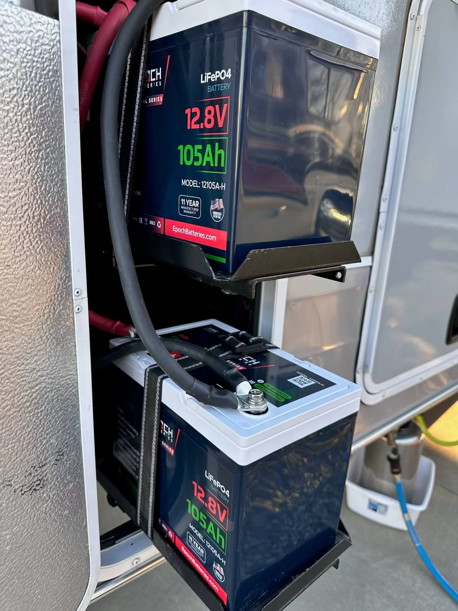 Example of RV Solar Install near San Diego.  Lithium Battery, DC/DC Converter, LiFePO4, Inverter, install on RV near San Diego, CA.