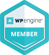 WP Engine Member badge logo in turquoise and white.