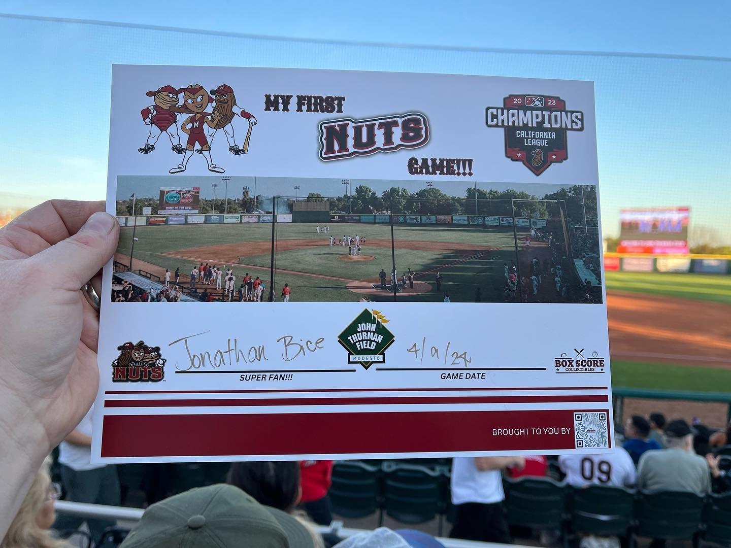 We are excited to announce that we have partnered with the @modestonuts to bring you the First Game Certificate and Pin! If you or anyone you know are attending a Nuts game for the first time stop by the customer service booth and ask for your first 