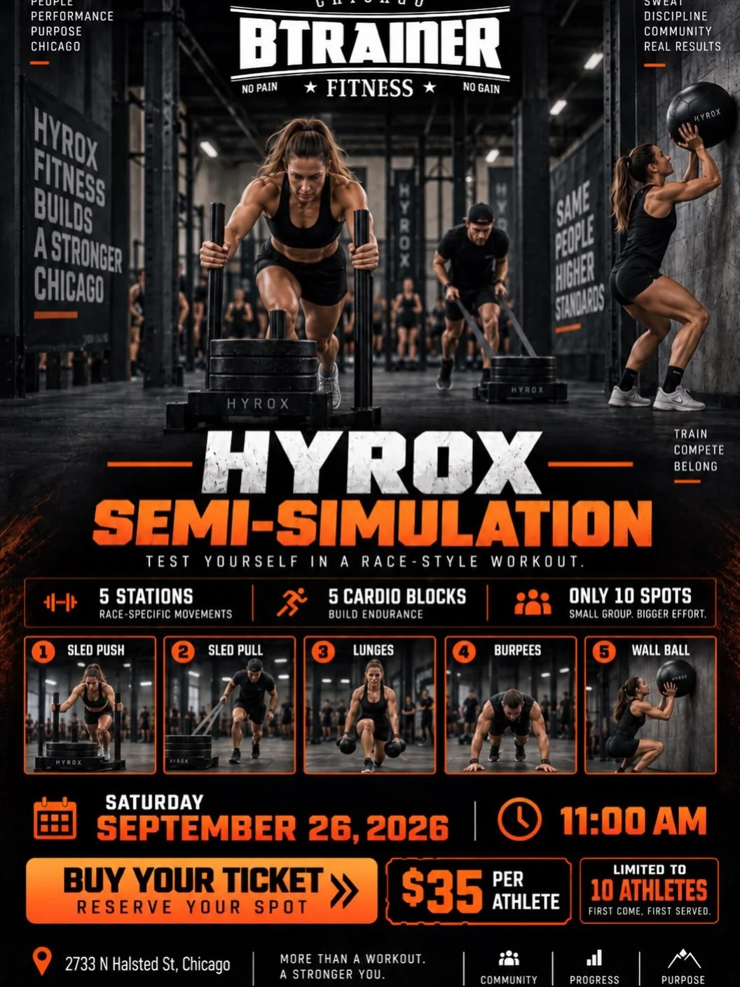 Think you&rsquo;re ready for HYROX? Prove it. 🔥

This Saturday, test yourself in a HYROX semi-simulation with 5 key stations + cardio, race-style transitions, and only 10 athletes.

Push. Pull. Lunge. Burpee. Wall Ball.
See where you really are befo