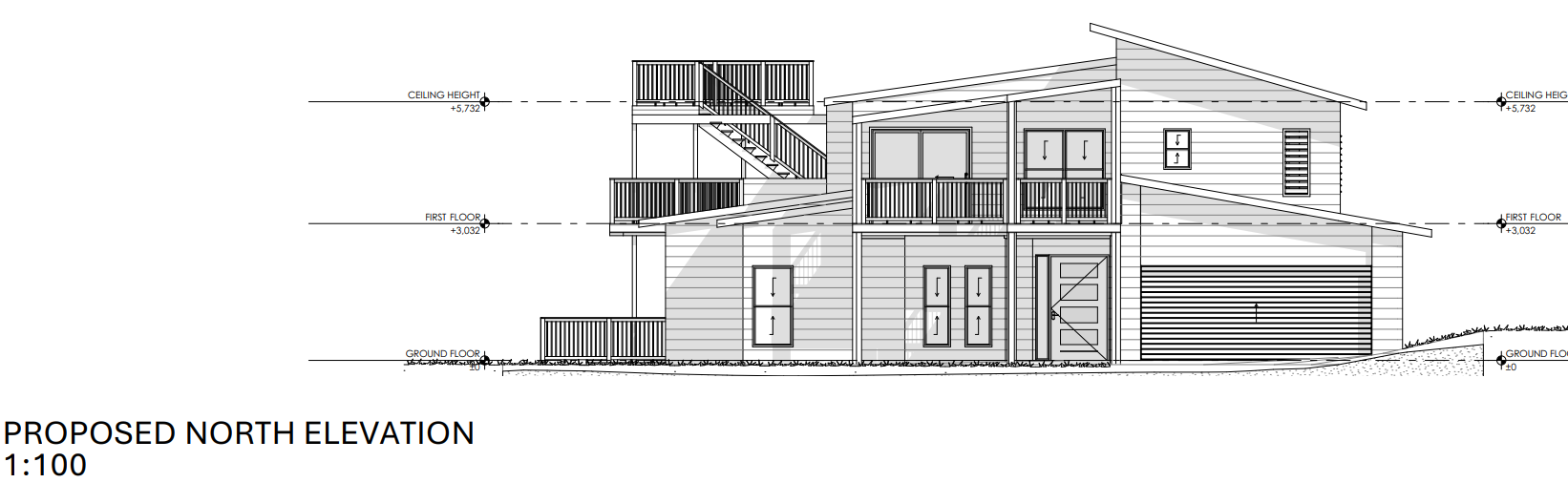  Elevation, showing proposed alterations 