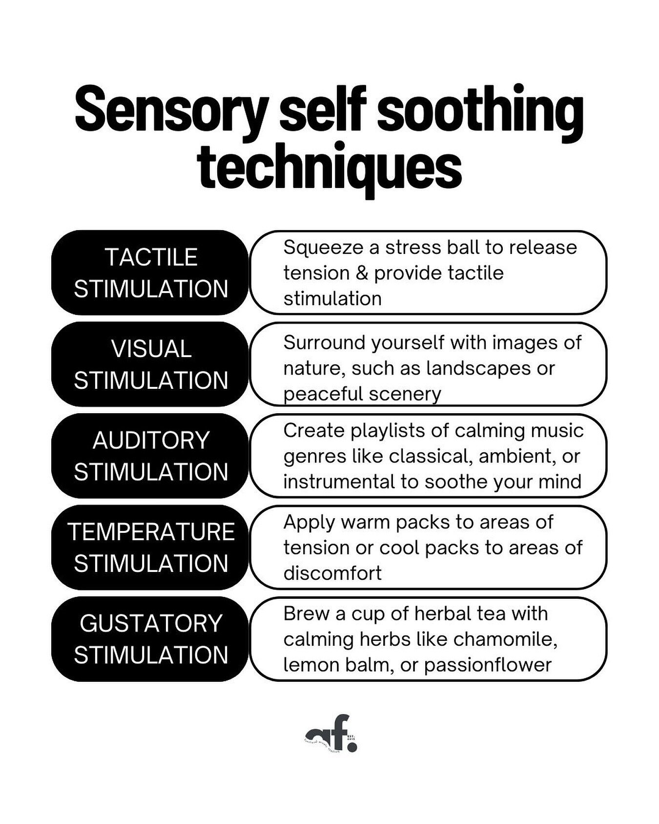 Self-soothing refers to the ability to comfort and calm oneself during times of distress, anxiety, or emotional upheaval.⁠
⁠
It involves using various techniques and strategies to regulate your emotions and bring a sense of calmness and stability. ⁠
