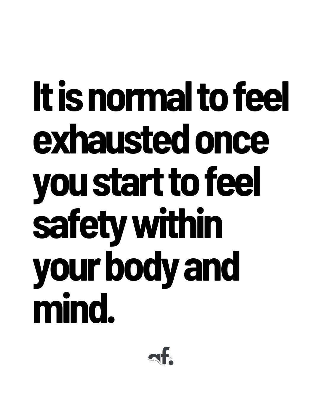 Ever wondered why you feel so tired when you finally start to feel safe within your body and mind?⁠
⁠
It&rsquo;s a normal response to winding down from constant hyperarousal&mdash;an adrenaline-fuelled state triggered by anxiety, stress, &amp; trauma